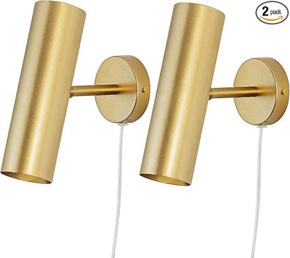 Ahaloye Gold Plug in Wall Sconce Set of 2, Modern Swing Arms Wall Lamp by chiynght