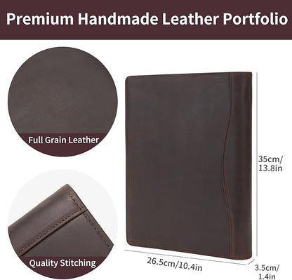 Geslun Genuine Leather 3 Ring Binder, 8.5 x 11 Letter Size Folio - Image 4