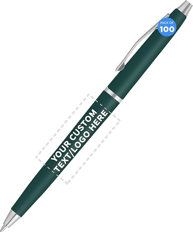 DISCOUNT PROMOS Custom Langham Ballpoint Pens Set of 100, Personalized Bulk Pack by DISCOUNTPROMOS