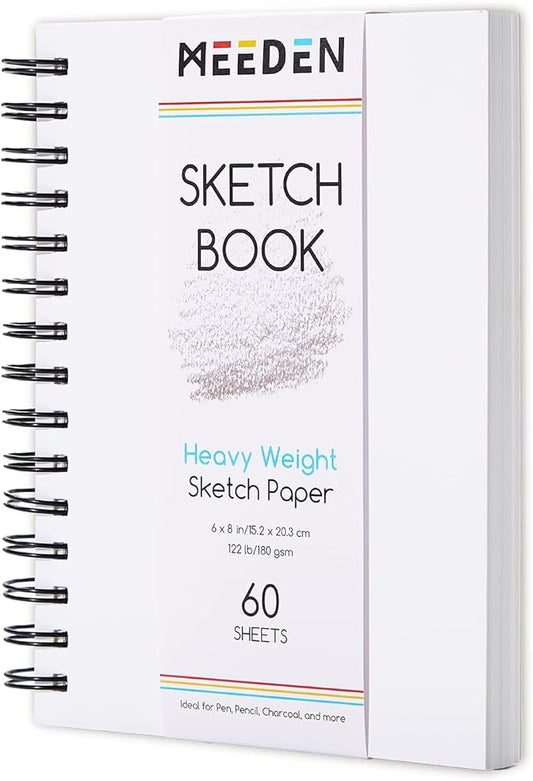 MEEDEN 6"x8" Sketchbook Paper Pad: 122lb/180gsm Spiral Bound Art Sketch Book by MEEDEN