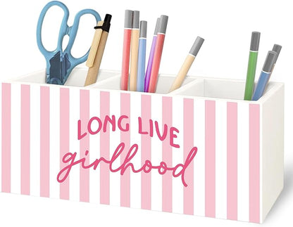 URLLUAE Pink Preppy Long Live Girlhood Wooden Pen Pencil Holder by Unknown