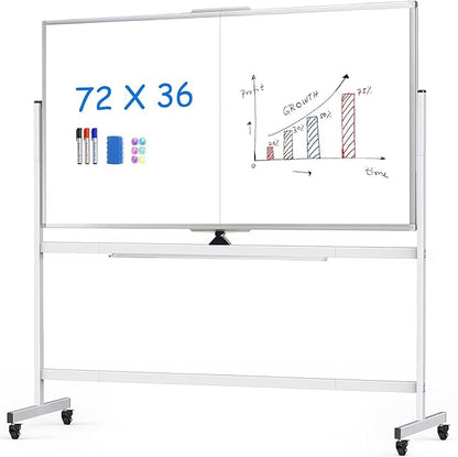 maxtek Rolling Whiteboard, Large Double Sided Standing Whiteboard by Maxtek