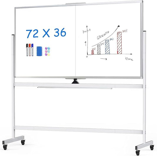 maxtek Rolling Whiteboard, Large Double Sided Standing Whiteboard by Maxtek