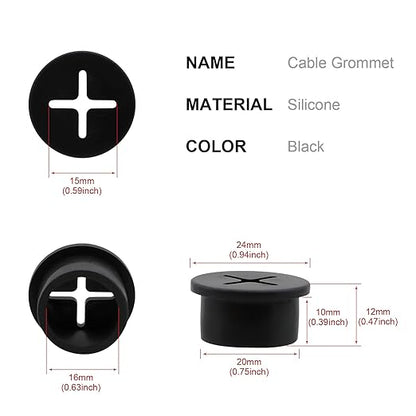 Desk Grommet, 3/4 Inch Flexible Rubber Grommets, Silicone Cable Cord Grommet - Image 2