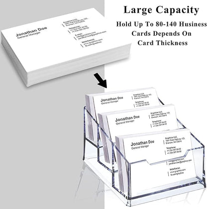 Meschett 3 Pack Clear Acrylic Business Card Holder, 3 Tier Premium Acrylic - Image 3