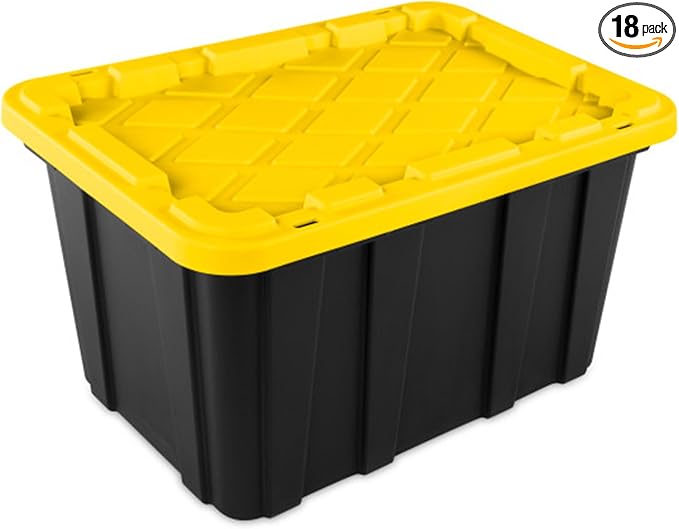 Sterilite 18-Pack Industrial Tote, Plastic Storage Container Bins by Sterilite