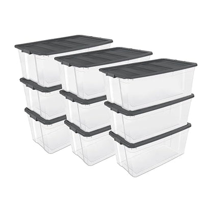 Sterilite 9-Pack Modular Stacker Box, Durable Clear Plastic Storage Bins by Sterilite