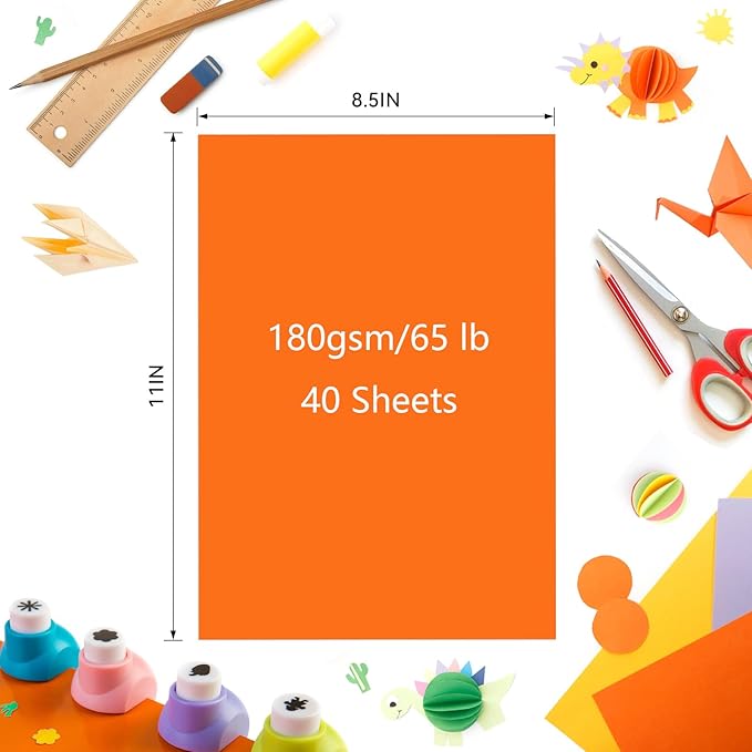 Colored Construction Paper, 40 Sheets 8.5 x 11 Inches, 180GSM/65LB Blue Card - Image 4