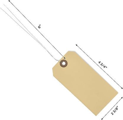 Durable Shipping Tags with Wire Ties – 200 Tags # 5, 4 3/4" x 2 3/8" – Manila - Image 4