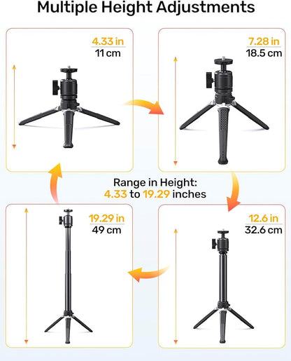 Webcam Tripod Stand for Desk, 3 Level Extendable Camera Tripod Mount for - Image 3