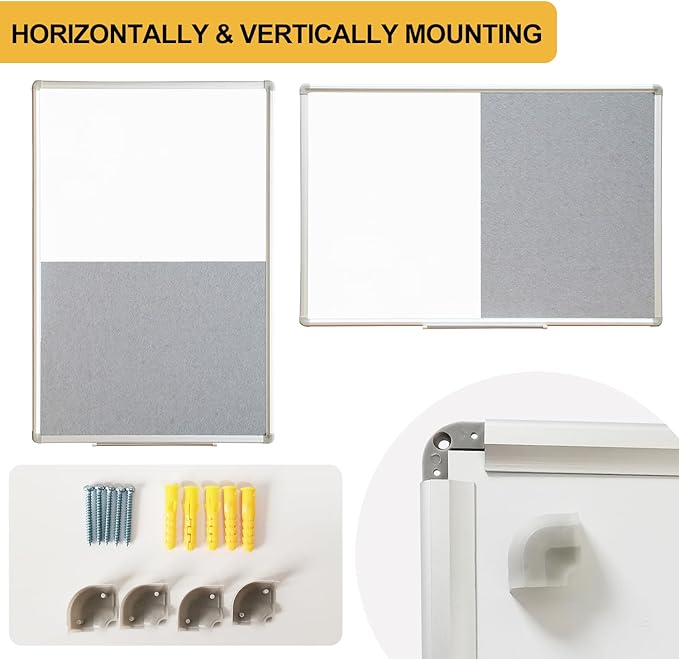 DEVELOP Grey Felt Bulletin & Magnetic Dry Erase Combo Board, 24 x 18 Inch - Image 5
