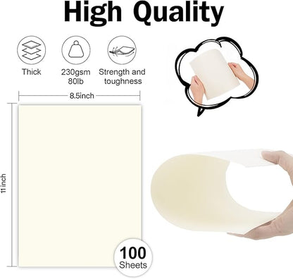 100 Sheets Cream Cardstock 8.5 x 11 Ivory Paper, Goefun Off White Card Stock - Image 2