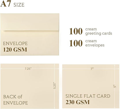 Ivory Blank Cards and Envelopes, Goefun 5x7 Flat Cream Cardstock and A7 - Image 2
