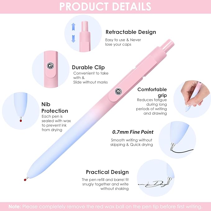 Easter Basket Essentials, Easter Basket Stuffers, Gradient Color Cute Pens - Image 2