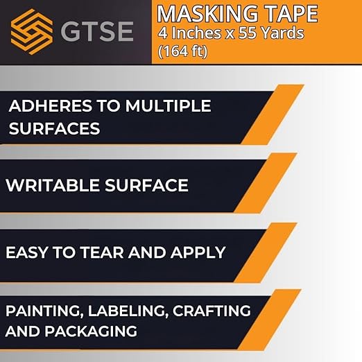 GTSE Wide Masking Tape, 4 inches x 55 Yards, 24 Rolls - Image 6