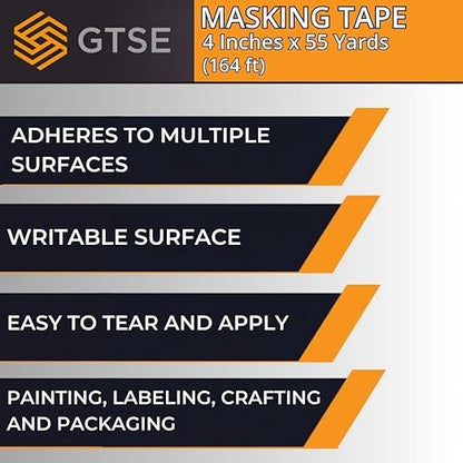 GTSE Wide Masking Tape, 4 inches x 55 Yards, 24 Rolls - Image 6