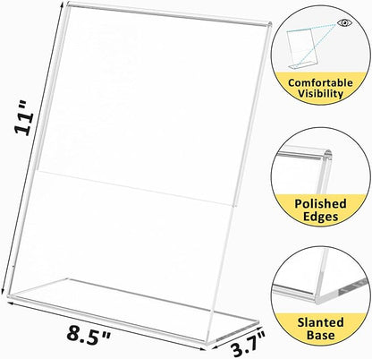 8 Pack Acrylic Sign Holder, Tabletop Plastic Paper Picture Frame Flyer Document - Image 5