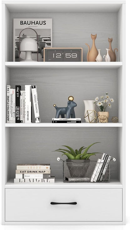 LOKO 4-Tier Bookcase with Storage Drawer, Modern Organizer Display Storage by LOKO