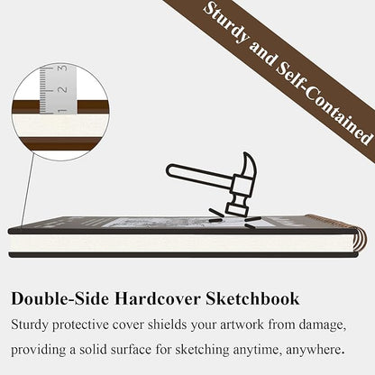 Fuxi 9" x 12" Sketch Book, Top Spiral Bound Sketch Pad, 100 Sheets 68lb/100gsm - Image 2