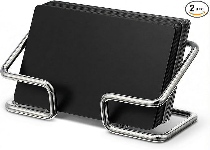 Grevosea 2 Pack Business Card Holder Desk Business Card Organizer Metal Desktop by Unknown
