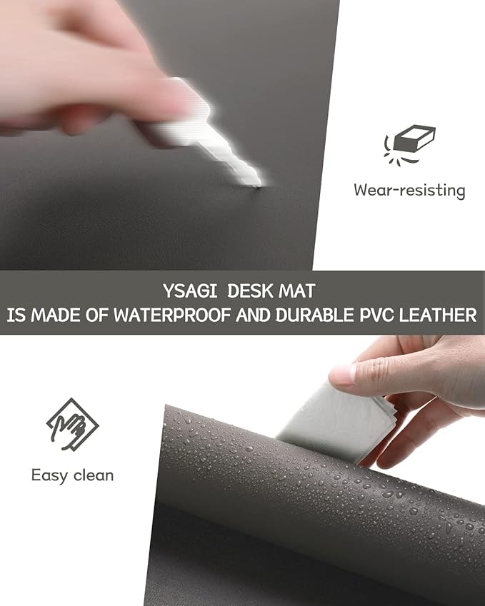 YSAGi Non-Slip Leather Desk Pad L Size, Waterproof Laptop Computer Desk - Image 5