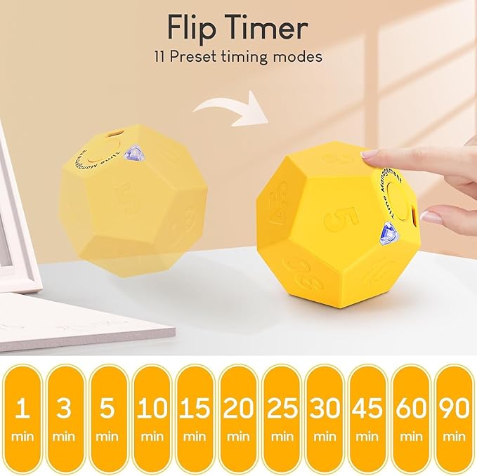 Mini 12 Sided Cube Timer, 11 Preset Times Pomodoro Timer - Image 4