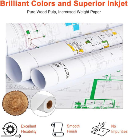 Plotter Paper 24" x 150', Engineering Drawings, Custom-Sized Prints (4 Rolls） - Image 3