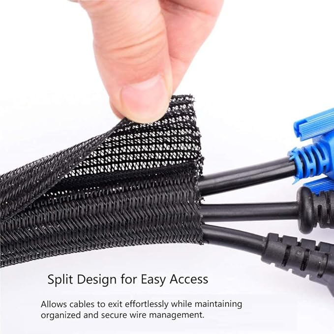 QCSIW 3/8" 50ft Braided Cable Sleeve Split Wire Loom Tubing – Expandable Cord - Image 3
