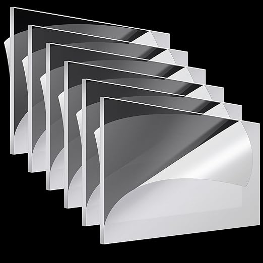 Roowest 6 Pcs 24 x 48 Inch, 1 mm Thick Clear Acrylic Sheets Plastic Panels by Roowest