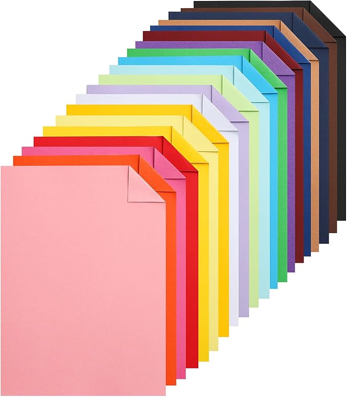 Silunkia 100 Sheets 20 Assorted Colors Cardstock Scrapbooking Paper, 92lb by Silunkia