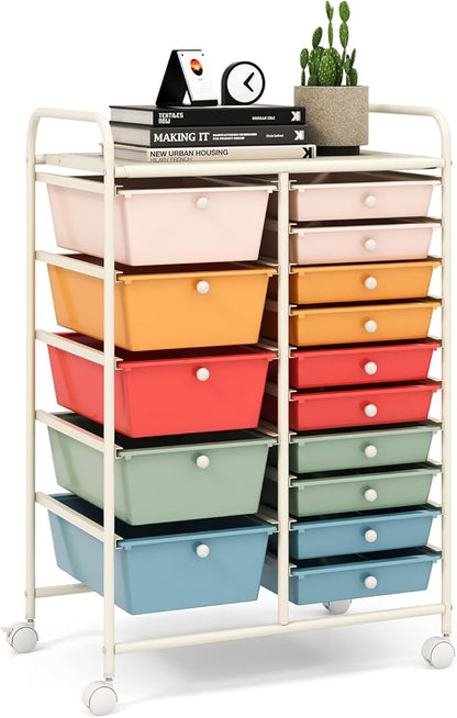 LDAILY 15 Drawer Rolling Storage Cart, Rolling Cart by LDAILY