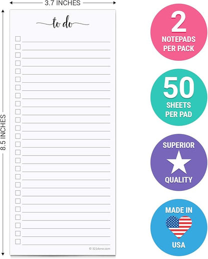 321Done 2-Pack Skinny To Do List Notepad, Made in USA - Image 2