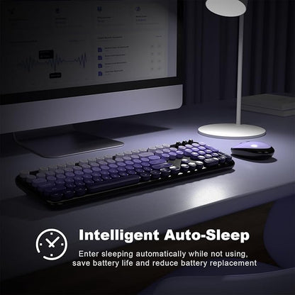 MOFII Wireless Keyboard and Mouse Combo, Full Size 2.4G Retro Round Computer - Image 4