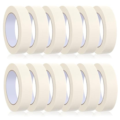 HOFURME 12 Rolls Masking Tape Bulk 1 Inch White Beige Masking Tapes by HOFURME