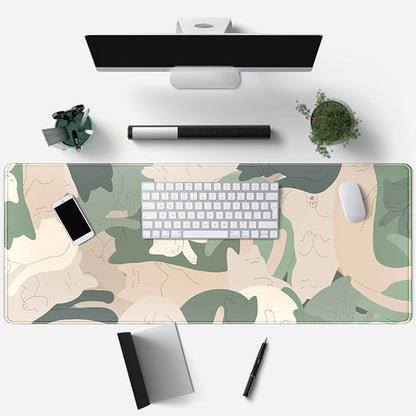 Green Simple Cat Desk Mat Sleeping Cute Long Cool Mouse Pad - Image 3