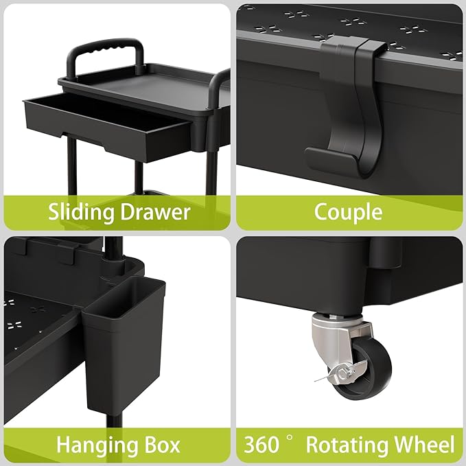 Sorgion 4 Tier Rolling Cart Organizer, Art Craft Diaper Bedside Snack Laundry - Image 4