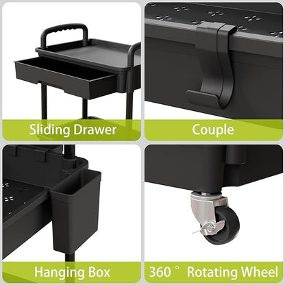 Sorgion 4 Tier Rolling Cart Organizer, Art Craft Diaper Bedside Snack Laundry - Image 4