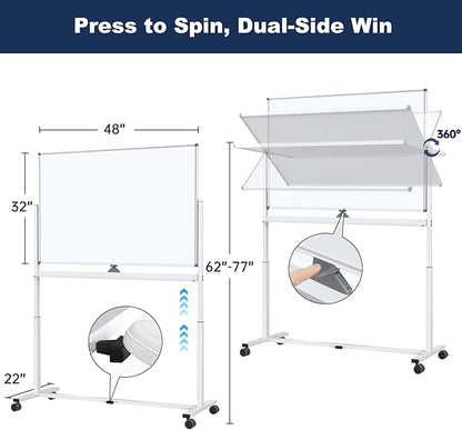 Large Dry-Erase Rolling Magnetic Whiteboard - Image 3
