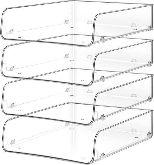 Lunmore Stackable Paper Trays, 4 Tier Desk File Organizer, Document Letter Tray by Lunmore