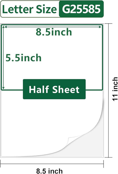 Gemsroyal 5.5"×8.5" Half Sheet Shipping Labels Printable, 5.5×8.5 inch White - Image 2