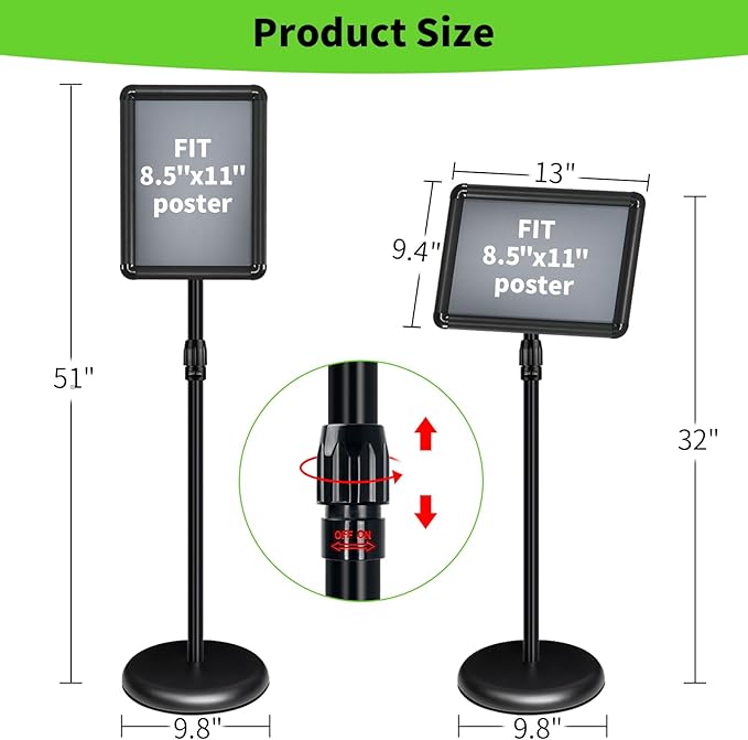 INNOVSIGN 2Packs Adjustable Pedestal Sign Holder Stand 8.5''x11'', Floor - Image 6