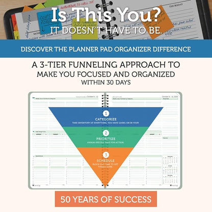 Planner Pad Spiral Bound 3-Tier Funnel Down 12 Month Organizer, October 2025 – - Image 2