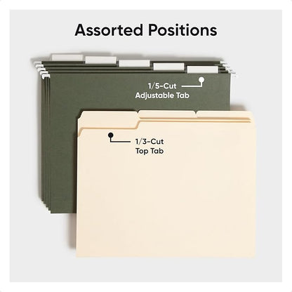 Smead Hanging File Folder, 1/5-Cut Adjustable Tab, Letter Size, Standard Green - Image 3