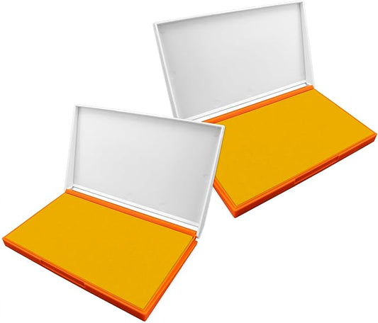 2 Pack Plastic Case Stamp Pad Large Size, Dark Yellow Color by ZIGEL