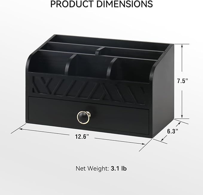 Desk Organizer with Drawer Mail Organizer Countertop Wood Desk Drawer Tabletop - Image 3