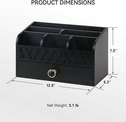 Desk Organizer with Drawer Mail Organizer Countertop Wood Desk Drawer Tabletop - Image 3
