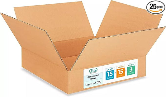 Medium Moving & Shipping Boxes 15"L x 15"W x 3"H by IDLPackaging