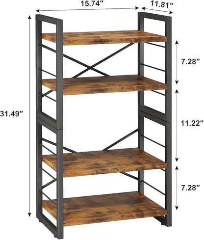 Homeiju Bookshelf, Dorm Desk Hutch, Desk Shelf Organizer, 4 Tier Stackable - Image 3
