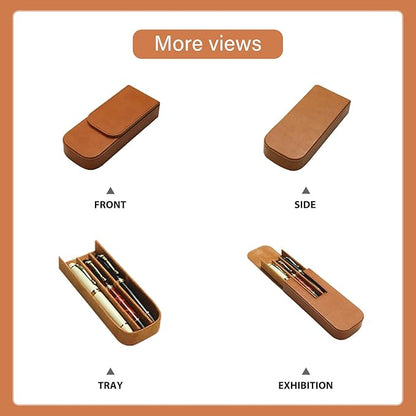 MIVLXLX Leather Triple Pen Case Pencil Pouch Holder - Image 5