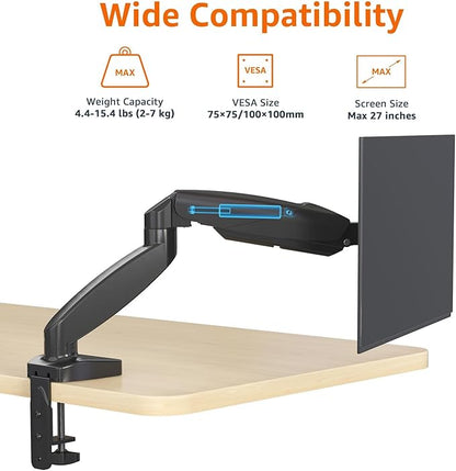 Amazon Basics Gas Spring Single Computer Monitor Arm Mount, Adjustable - Image 3